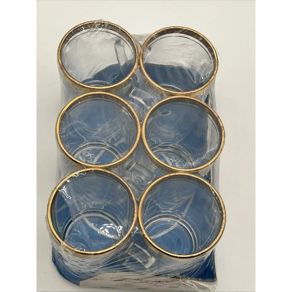 Vintage Luminarc France Gold Rim Tea Cups Set 6 Arabic Bayalah Malakiyah Box NOS